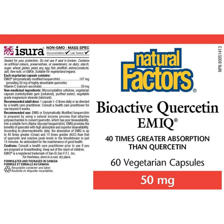 Natural Factors Bioactive Quercetin EMIQ 50 mg – visoka apsorpcija