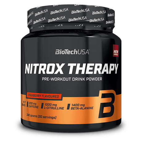 BioTechUSA Nitrox Therapy pre-workout prah, ukus brusnica – 340 g