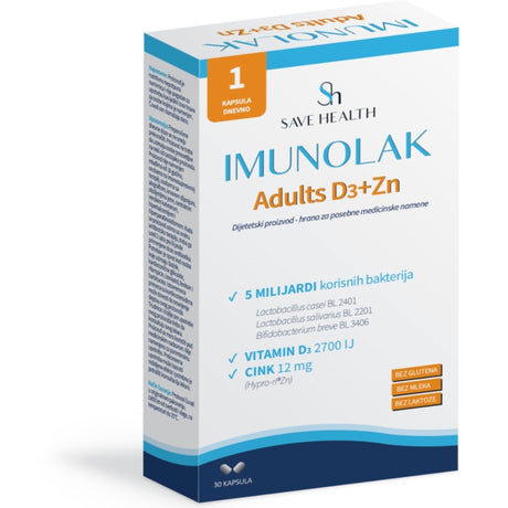 Imunolak Adults D3+Zn – Probiotik sa vitaminom D3 i cinkom za imunitet (30 kapsula) - Dobrobit