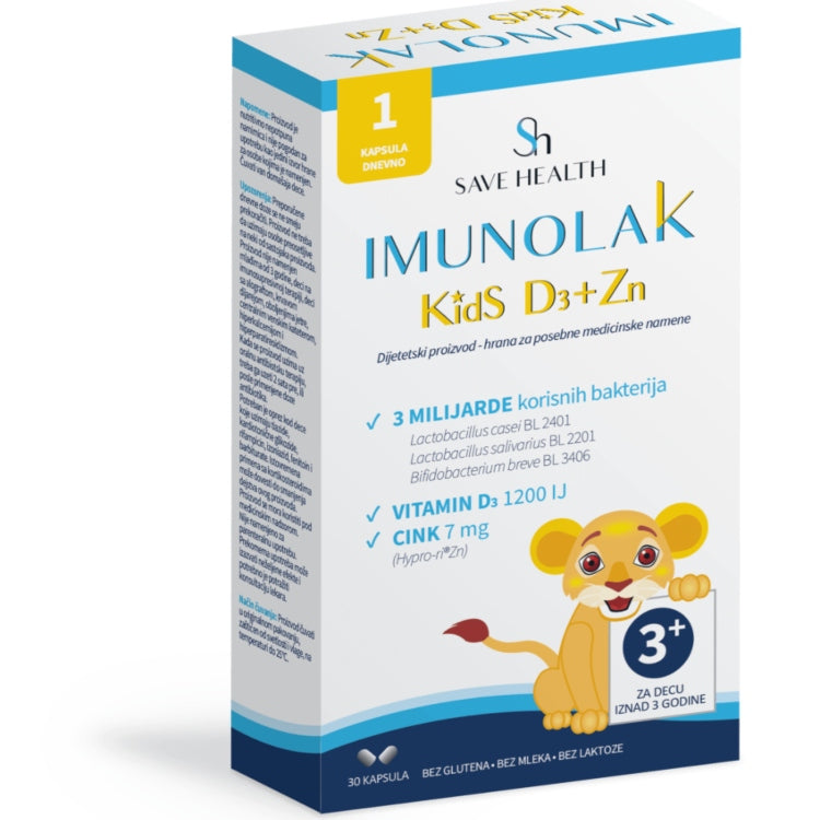 Imunolak Kids D3+Zn – Probiotik sa vitaminom D3 i cinkom za decu (30 kapsula) - Dobrobit