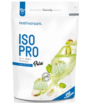 Nutriversum ISO Pro 1000 g, 40 porcija, ukus pistaći, prednja strana kese
