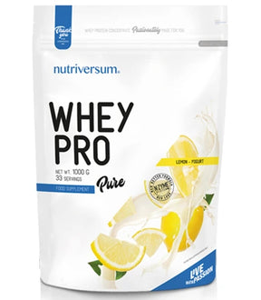Nutriversum Whey Pro 1000 g, ukus limun jogurt, stariji dizajn vrećice, limun i mlečni splash