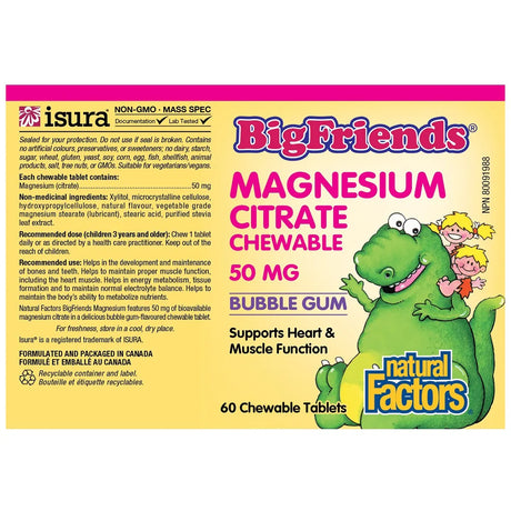 Natural Factors Magnezijum Citrat Za Decu 50 mg – Podrška Rastu, Mišićima i Koncentraciji