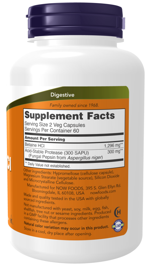 NOW Foods Betaine Hcl 648 mg – Podrška Probavi