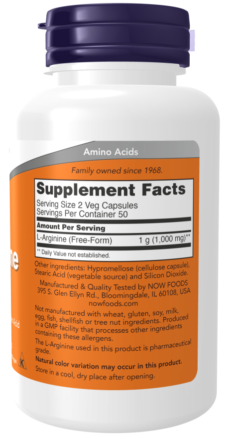 NOW Foods L-Arginine 500 mg – Amino Kiselina Za Bolju Cirkulaciju i Krvni Pritisak