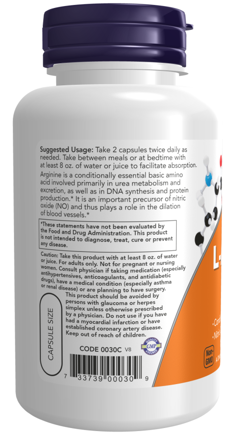 NOW Foods L-Arginine 500 mg – Amino Kiselina Za Bolju Cirkulaciju i Krvni Pritisak