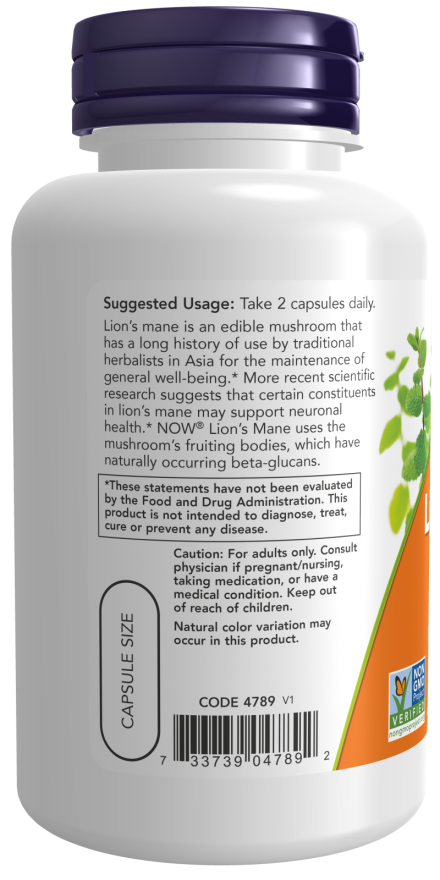 NOW Foods Lion's Mane 500 mg - Podrška Za Zdravlje Neurona