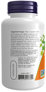 NOW Foods Lion's Mane 500 mg - Podrška Za Zdravlje Neurona