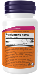 NOW Foods Vitamin B-1 100 mg – Podrška Za Energiju i Nervni Sistem - Dobrobit
