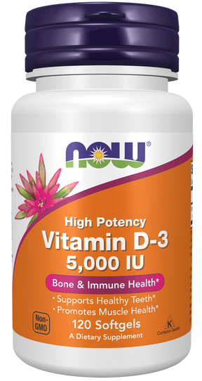 NOW Foods Vitamin D-3, 5,000 IU – Visoka Doza za Imunitet i Kosti - Dobrobit