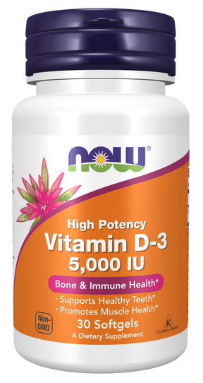NOW Foods Vitamin D-3, 5,000 IU – Visoka Doza za Imunitet i Kosti - Dobrobit
