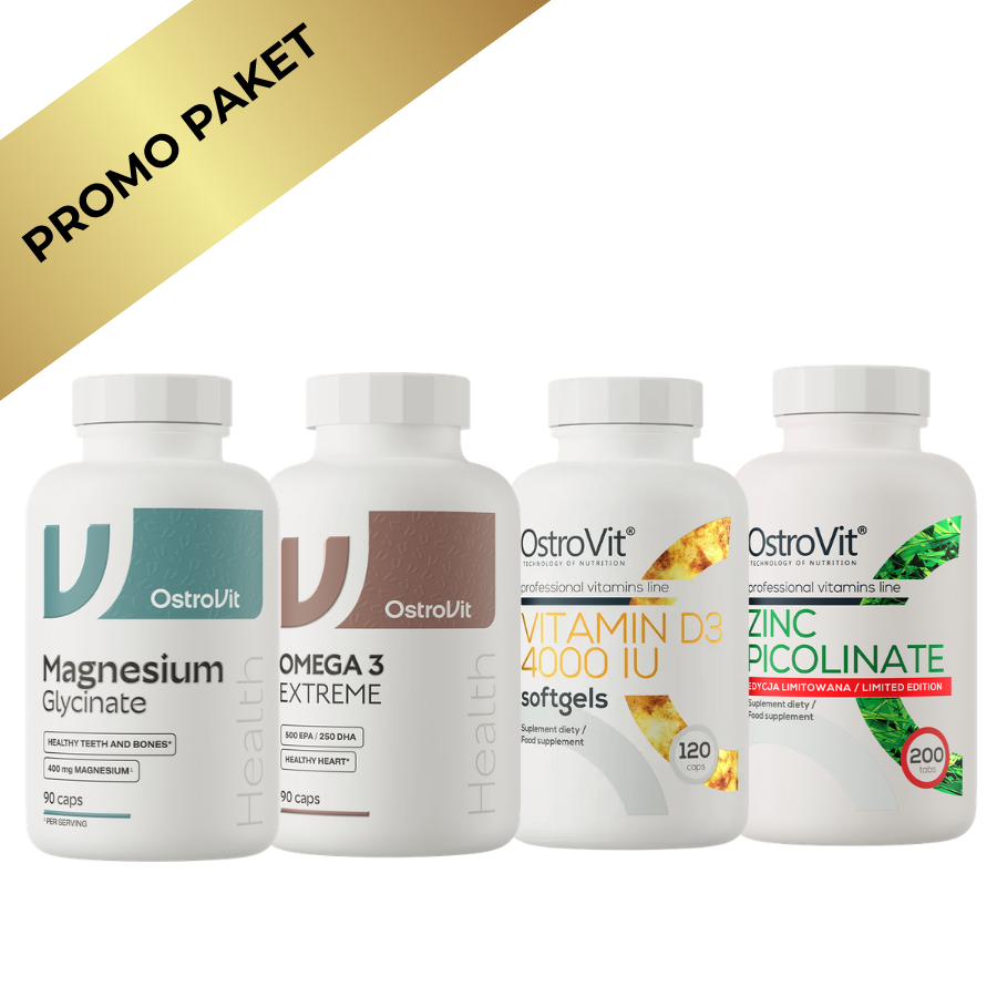 OstroVit Magnezijum Glicinat + Omega 3 Extreme + Vitamin D3 + Cink Pikolinat