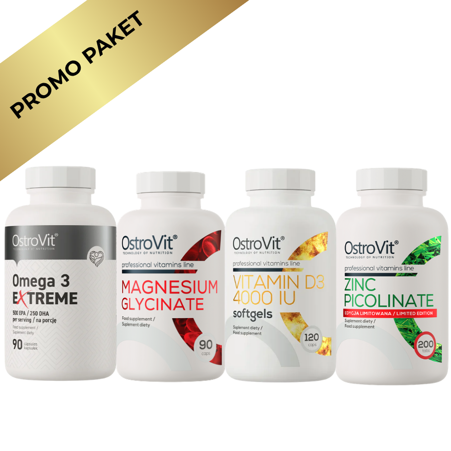OstroVit Magnezijum Glicinat + Omega 3 Extreme + Vitamin D3 + Cink Pikolinat