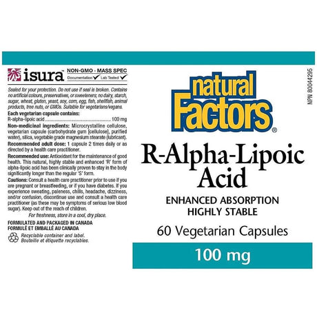 Natural Factors R-Alfa Lipoinska kiselina 100 mg – bioaktivni antioksidans