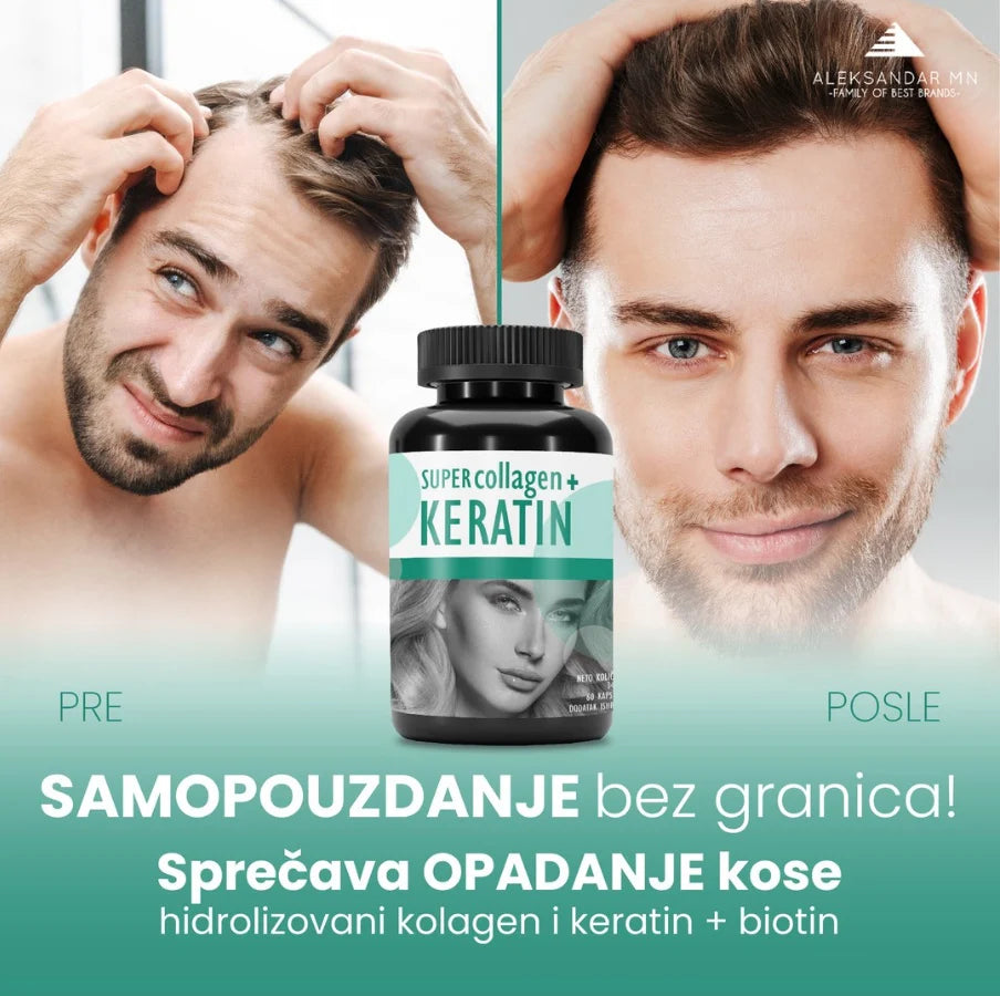 Aleksandar MN Super Collagen + Keratin – Kolagen, keratin i biotin za kosu | 60 kapsula