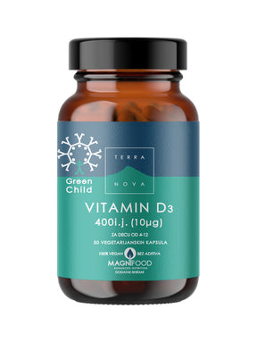 Terranova Green Child Vitamin D3 400 IU (10 mg), 50 Kapsula - Za Rast i Imunitet - Dobrobit